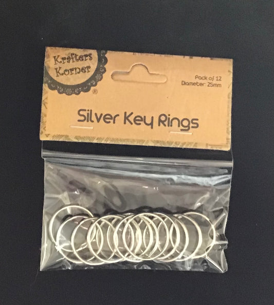 Silver Key Rings - 25mm - 12 pack
