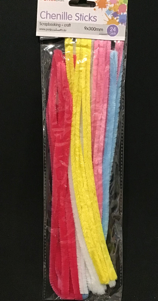 Pipe Cleaners 9mm - 5 Colour Pastel Mix - Pack of 24