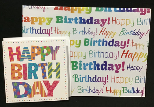 Koala Collection Wrap and Greeting Card - Happy Birthday Colourful - 1 of each