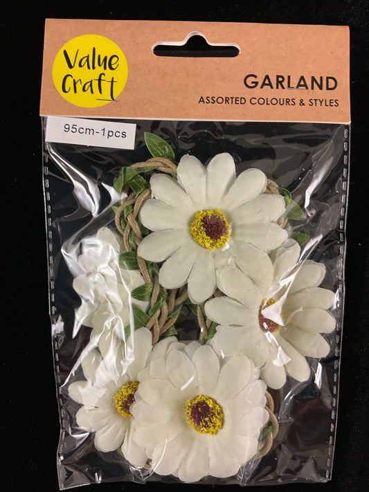 Garland with Cream variegated Flower - 95cm - 1pc