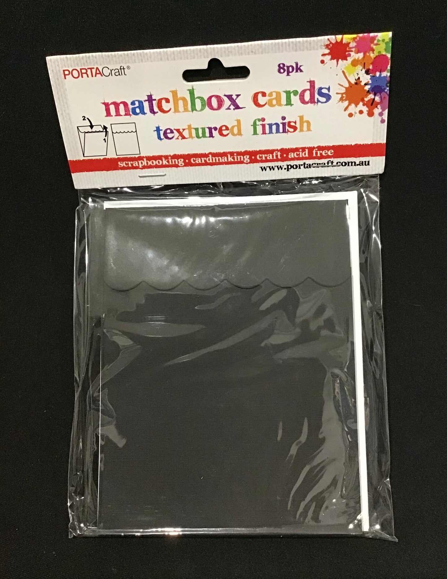 Matchbox Cards and Envelopes - Black - 8 sets