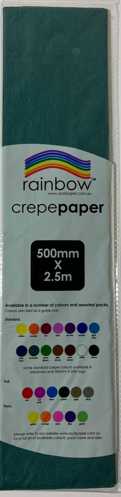 Crepe Paper - Emerald (Green) - 500mm x 2.5m - One Sheet