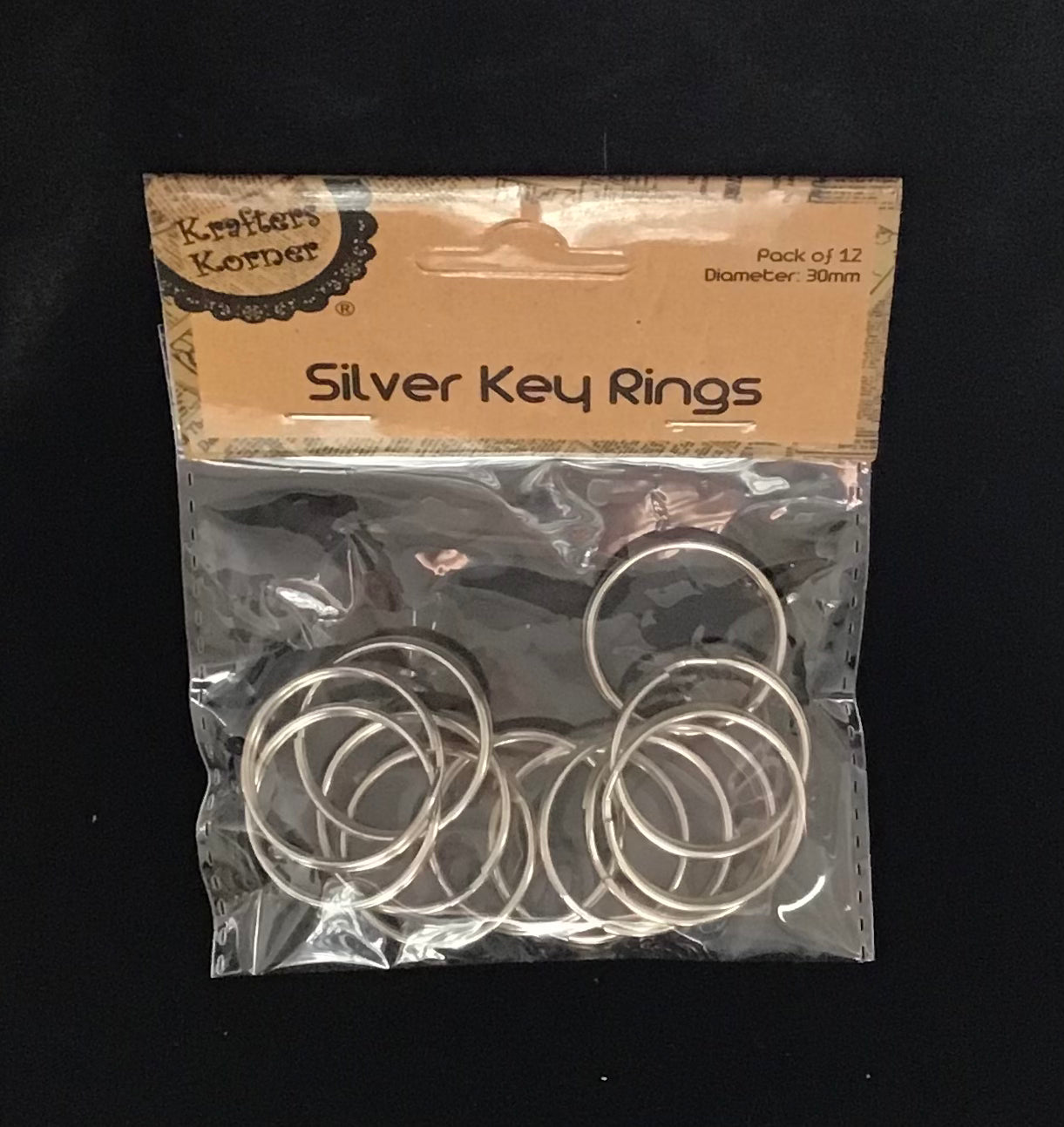 Silver Key Rings - 30mm - 12 pack