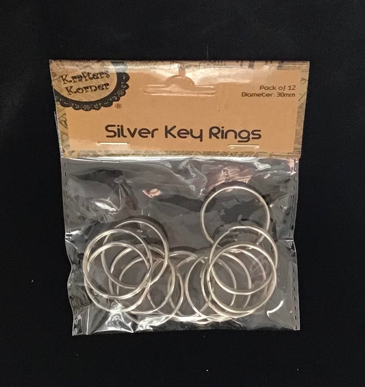 Silver Key Rings - 30mm - 12 pack