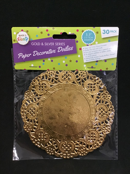 Gold Paper Decorative Doilies 5.5" - 30pk