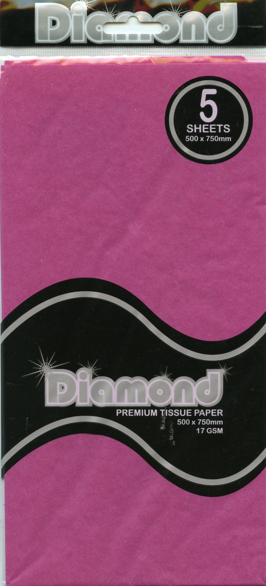 Premium Tissue Paper Classic Magenta 5 Pack - 750mm x 500mm