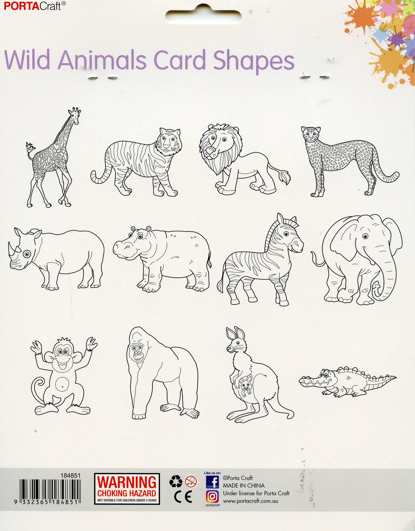 Wild Animals Card Shapes - 12pk