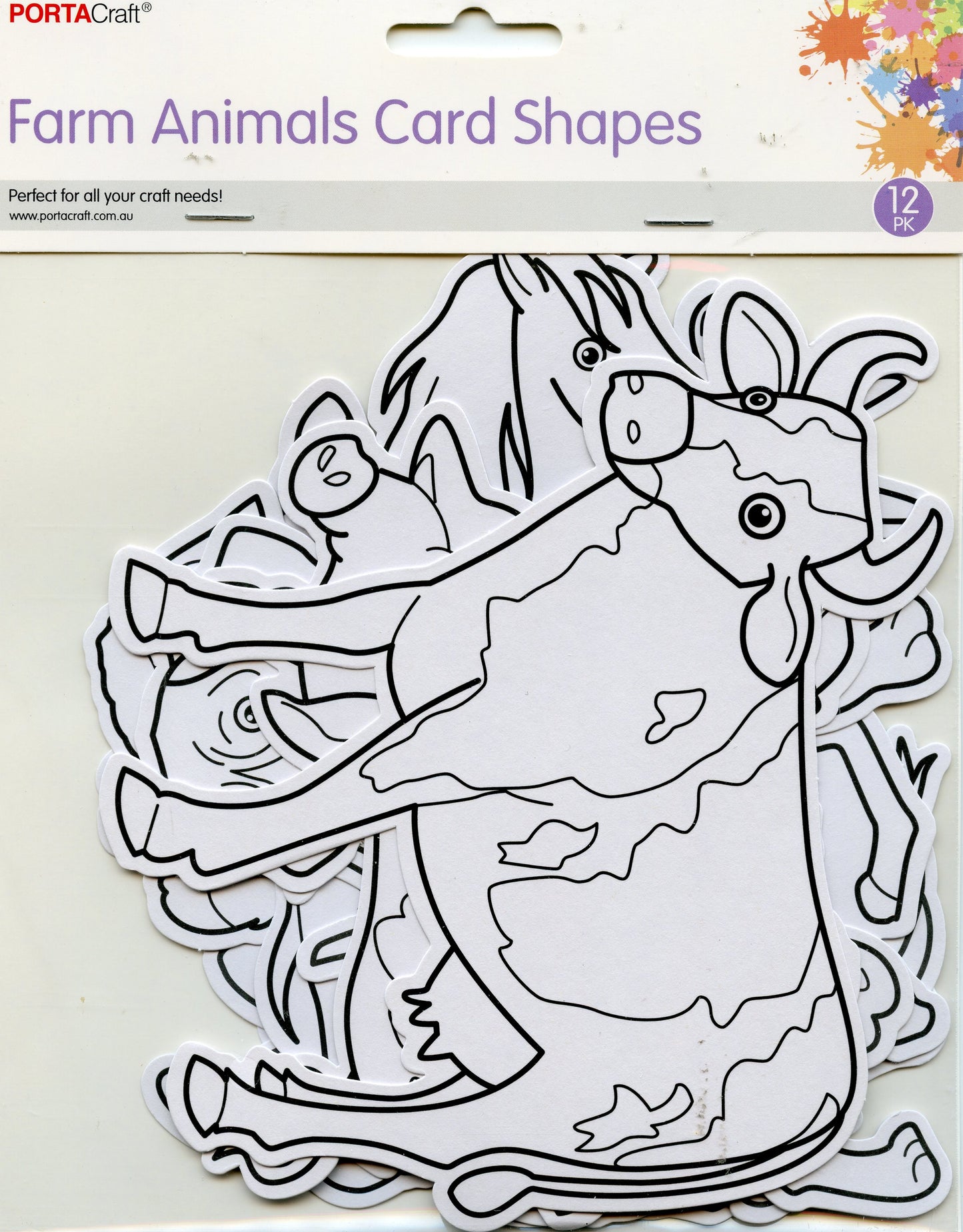 Farm Animals Card Shapes - 12pk