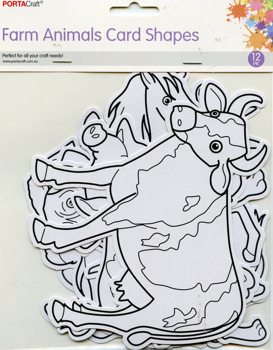 Farm Animals Card Shapes - 12pk