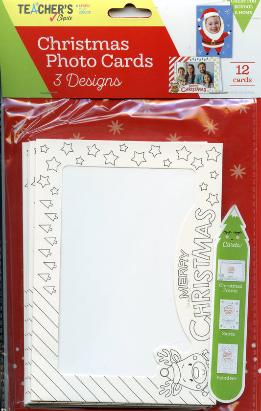 Colour In - Christmas Photo Cards -3 Designs -12 Cards