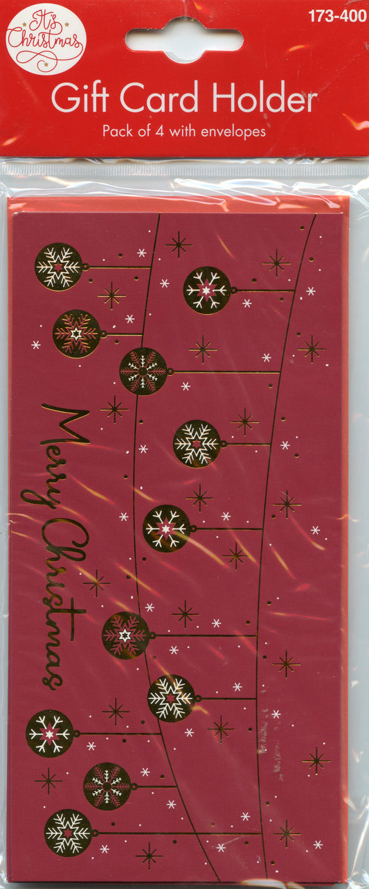 Gift Card Holders - Christmas Theme - 4 pack with Envelopes