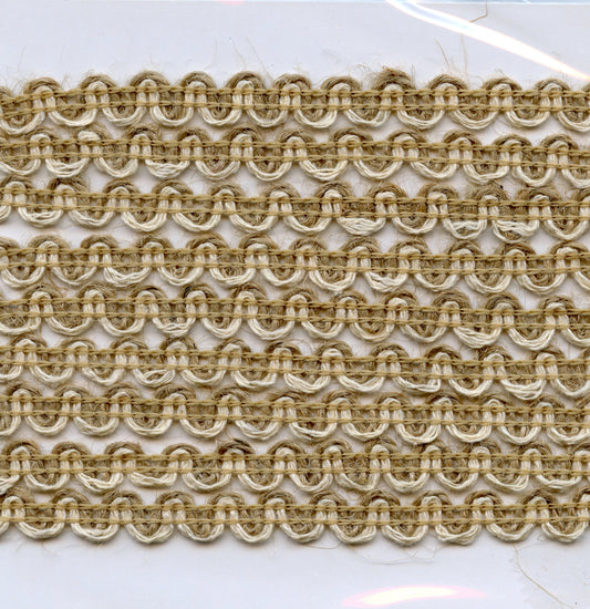 Burlap Trim - Natural - Scallop Look with Cream Edge - Width 8mm - 2m