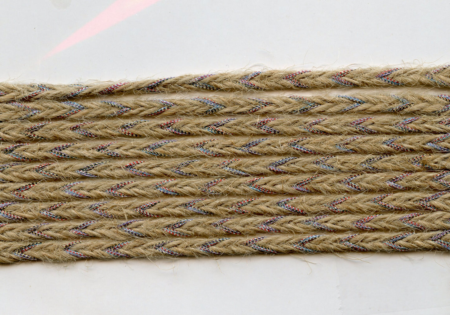 Burlap Trim - Natural Small Braid Look with Silver Thread - Width 4mm - 2m