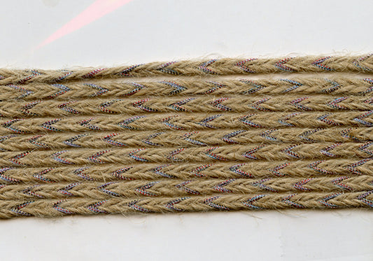 Burlap Trim - Natural Small Braid Look with Silver Thread - Width 4mm - 2m