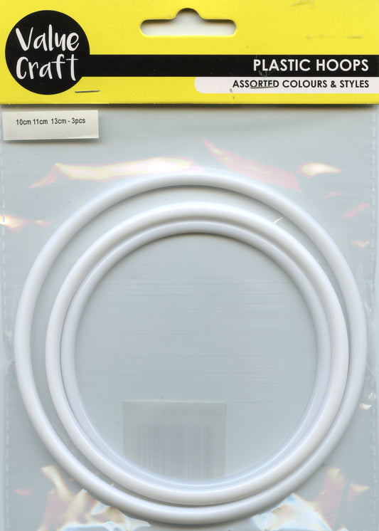 Plastic Hoops - White - 10cm, 11cm and 13cm - 3 pcs