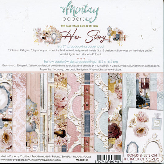 Her Story Paper Pad - 24x Doubled sided sheets - 15.2x15.2cm