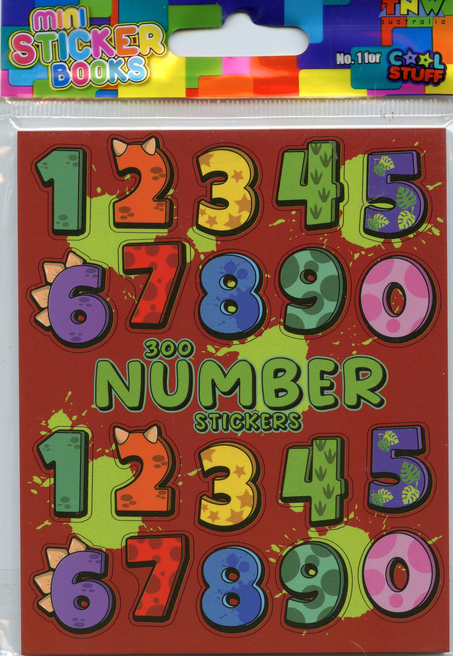 Mini Sticker Book - 300 Number Stickers - Assorted Colours