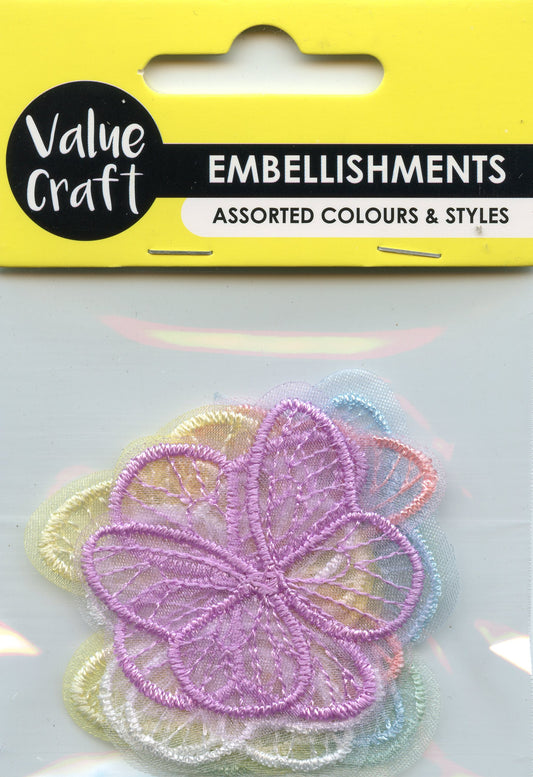 Butterfly Embellishments - Pastel Colours - 12 pcs