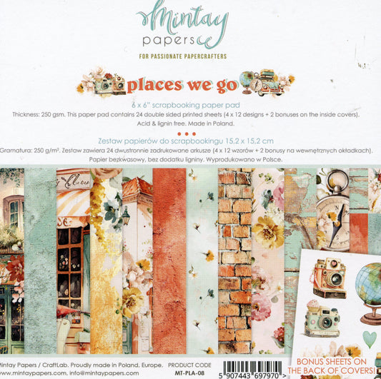 Places We Go Paper Pad - 24x Doubled sided sheets - 15.2x15.2cm