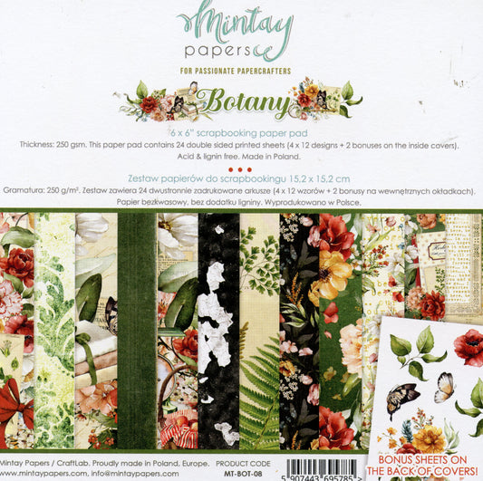 Botany Paper Pad - 24x Doubled sided sheets - 15.2x15.2cm
