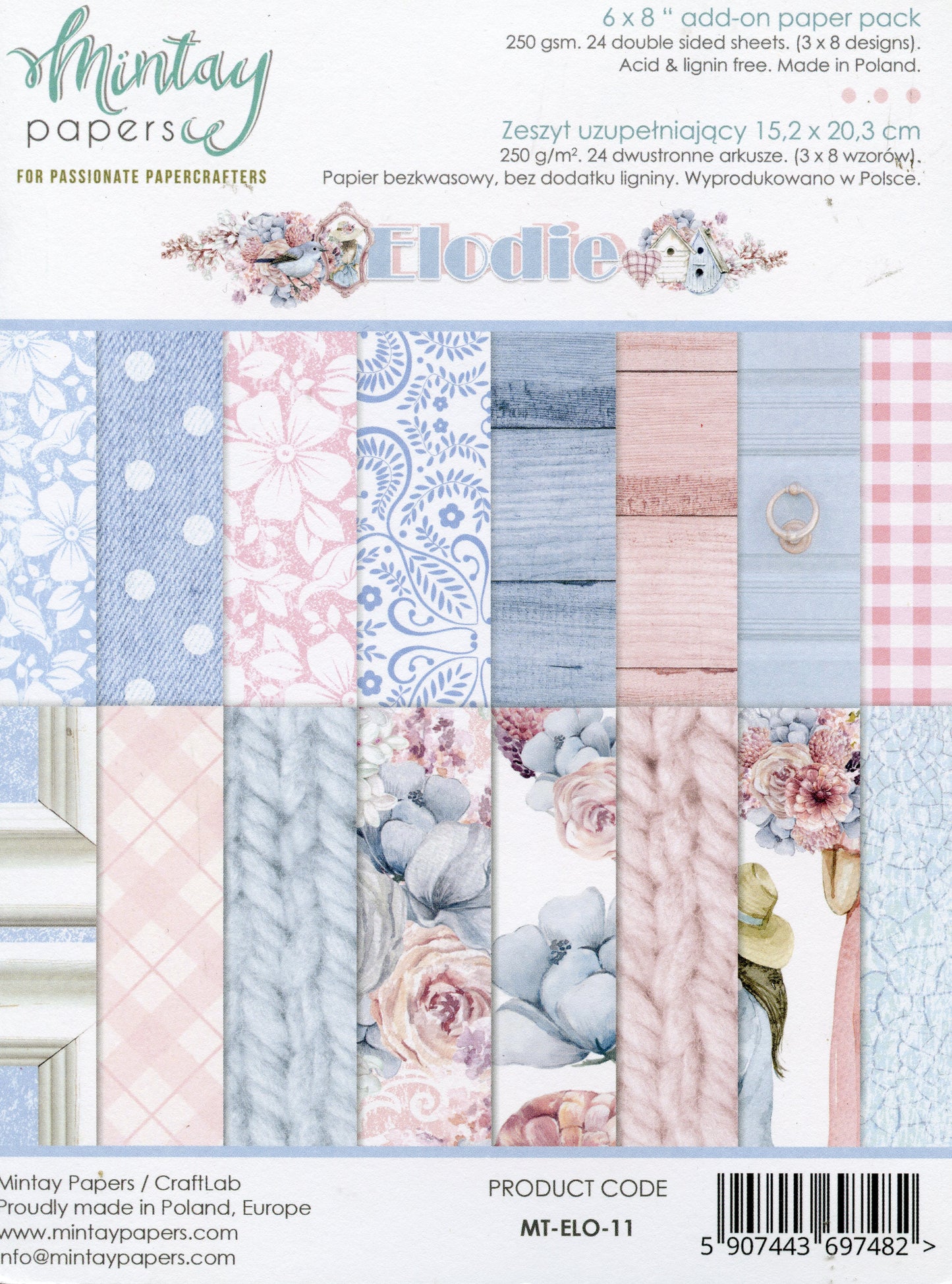 Elodie Paper pad - 24x Double sided sheets - 15.2x20.3cm