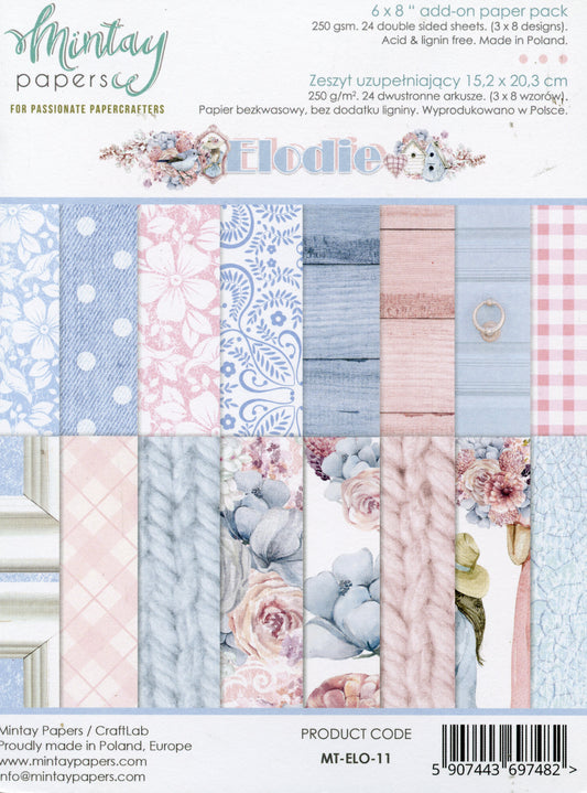 Elodie Paper pad - 24x Double sided sheets - 15.2x20.3cm