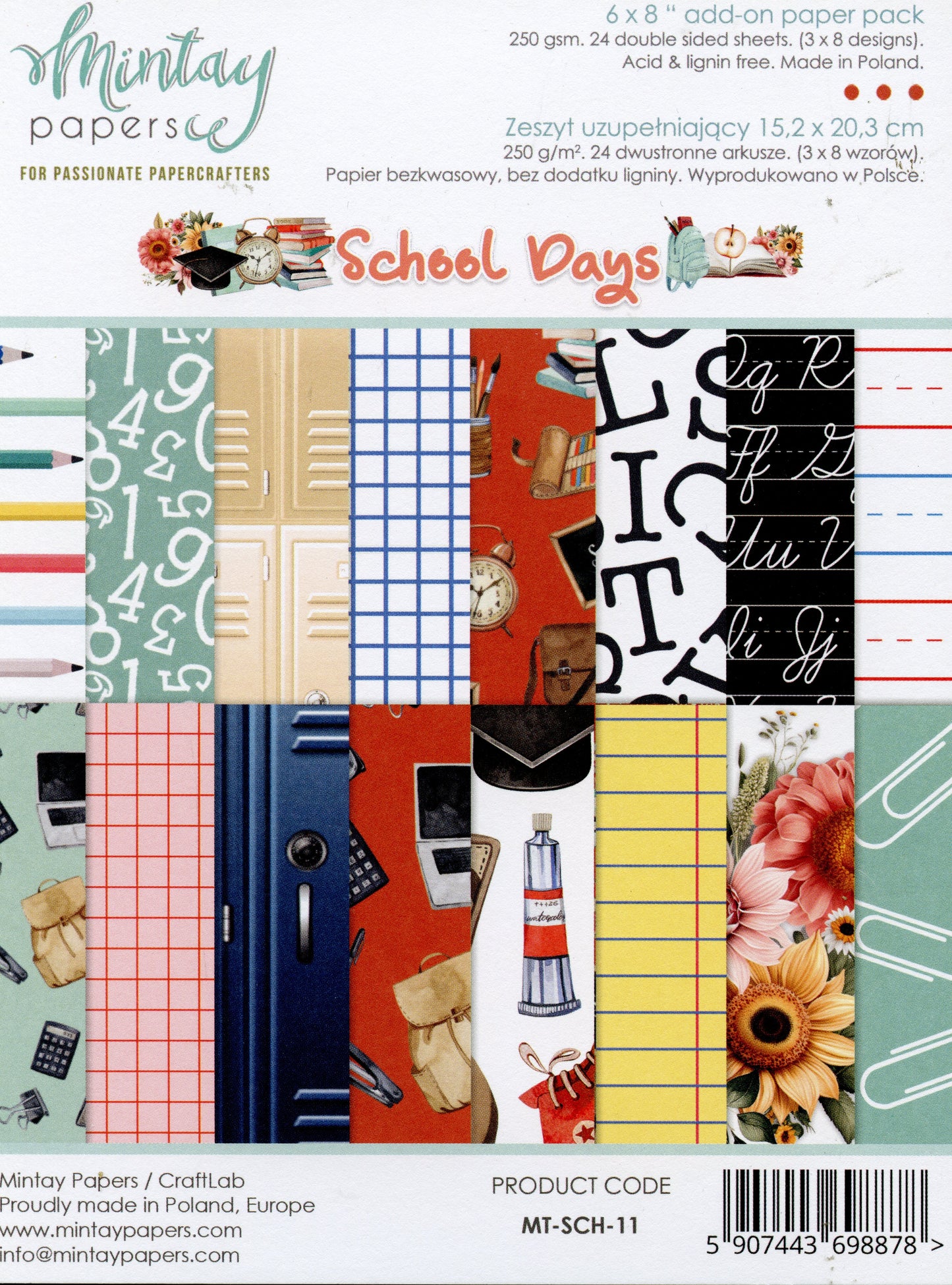 School Days Paper pad - 24x Double sided sheets - 15.2x20.3cm