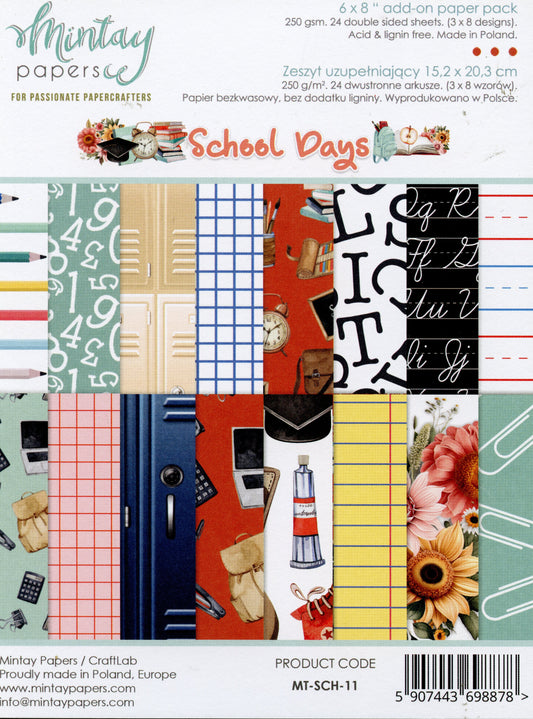 School Days Paper pad - 24x Double sided sheets - 15.2x20.3cm