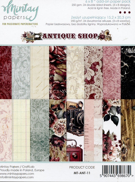 Antique Shop Paper pad - 24x Double sided sheets - 15.2x20.3cm