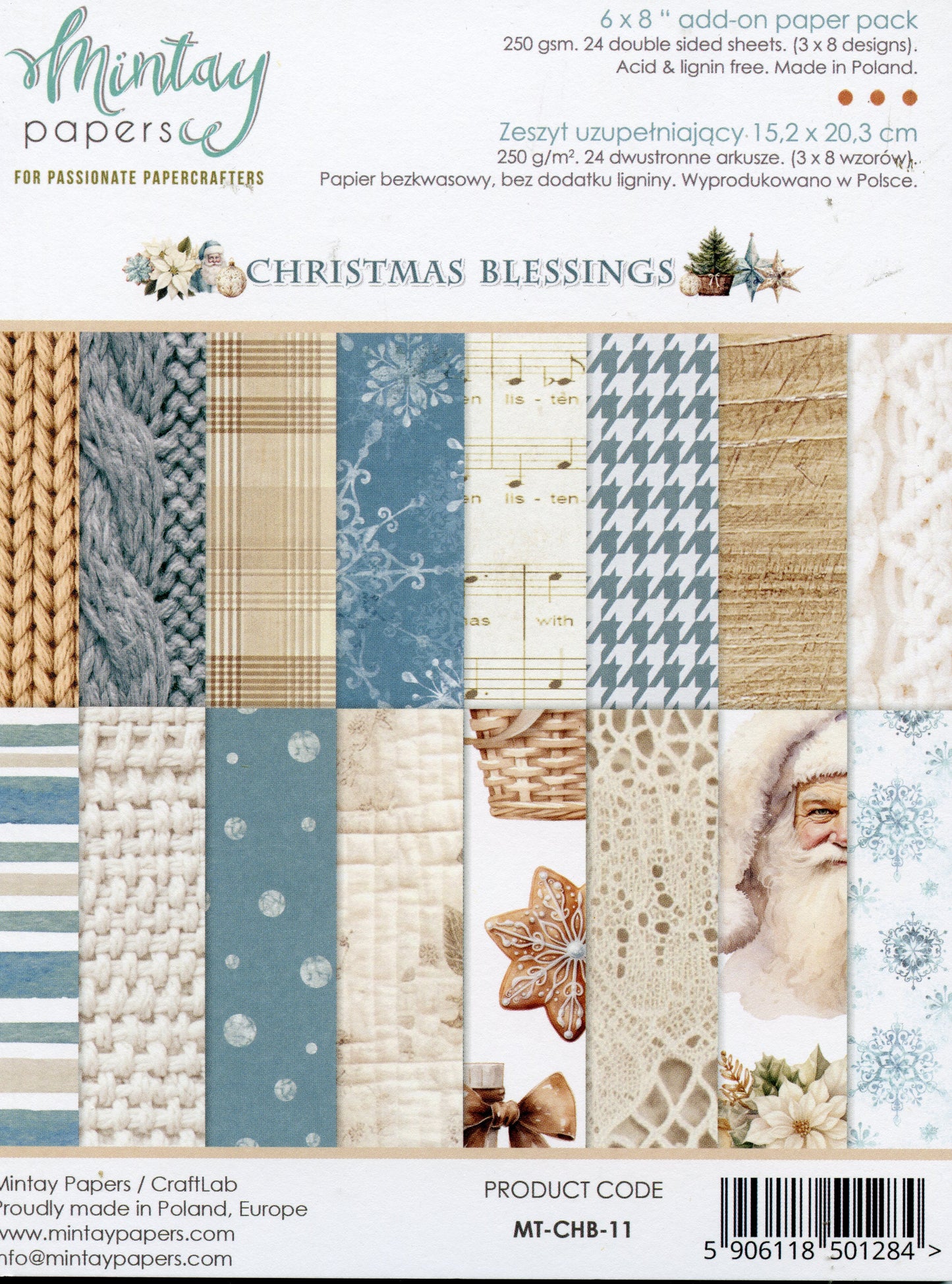 Christmas Blessings Paper pad - 24x Double sided sheets - 15.2x20.3cm
