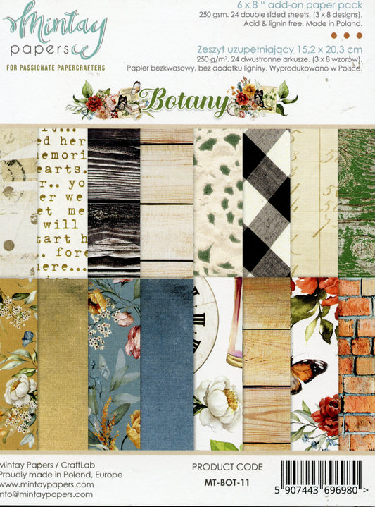 Botany Paper pad - 24x Double sided sheets - 15.2x20.3cm