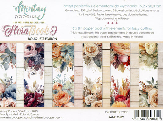 Book 9 - Floral Book - Bouquets Edition Paper pad - 24x Double sided sheets - 15.2x20.3cm