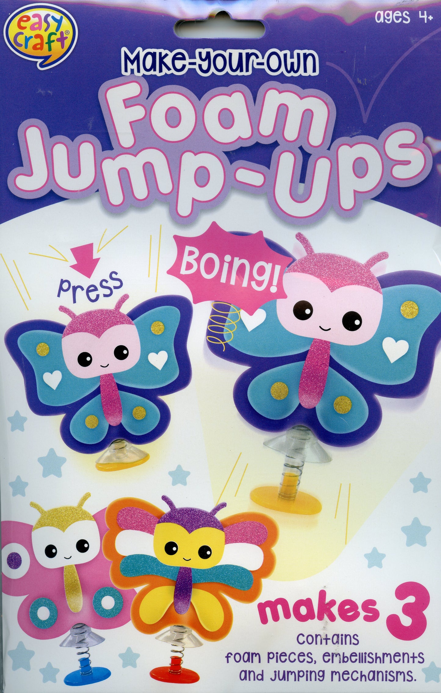 Make Your Own - Foam Jump-Ups - Butterflies - Makes 3 - Peel and Stick