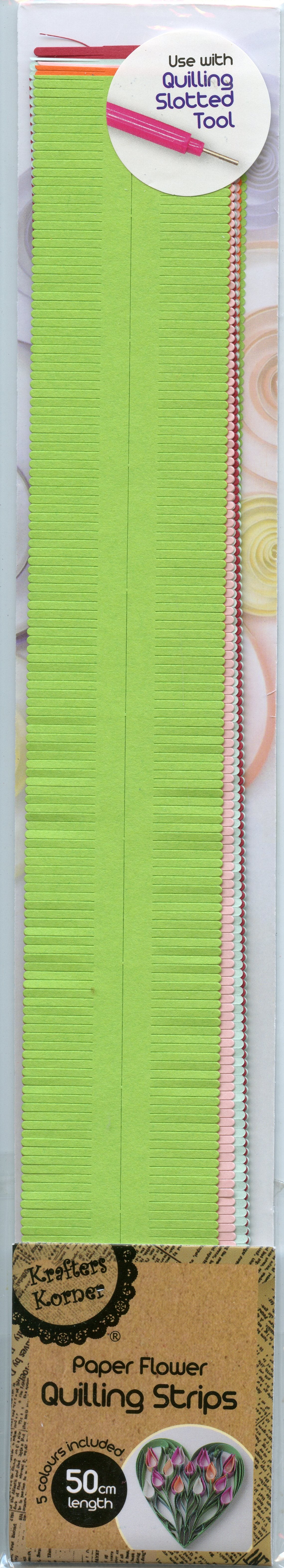 Paper Flower Quilling Strips #1 - 5 Colours - 50cm length