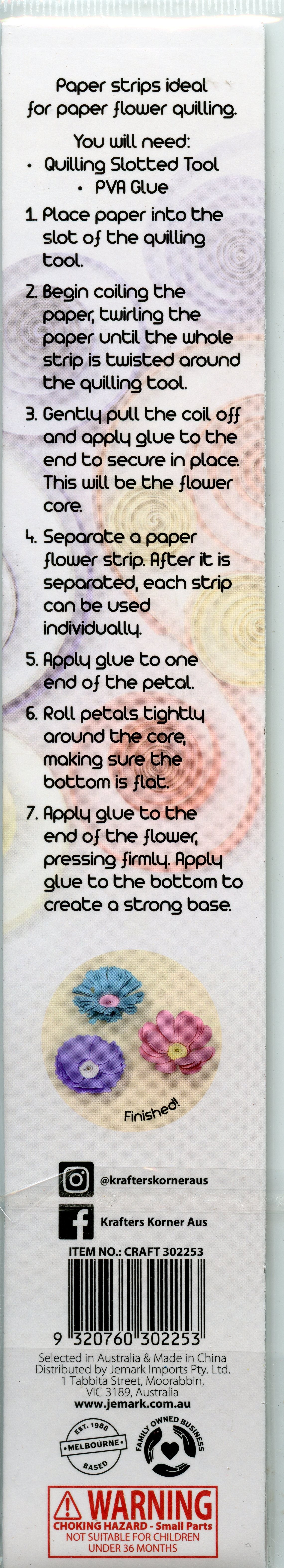 Paper Flower Quilling Strips #3 - 5 Colours - 50cm length