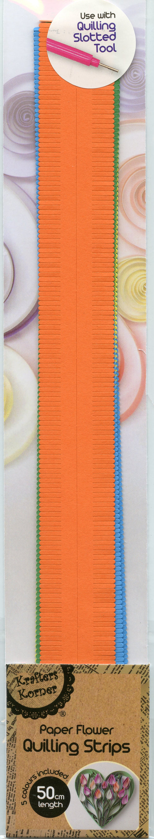 Paper Flower Quilling Strips #2 - 5 Colours - 50cm length