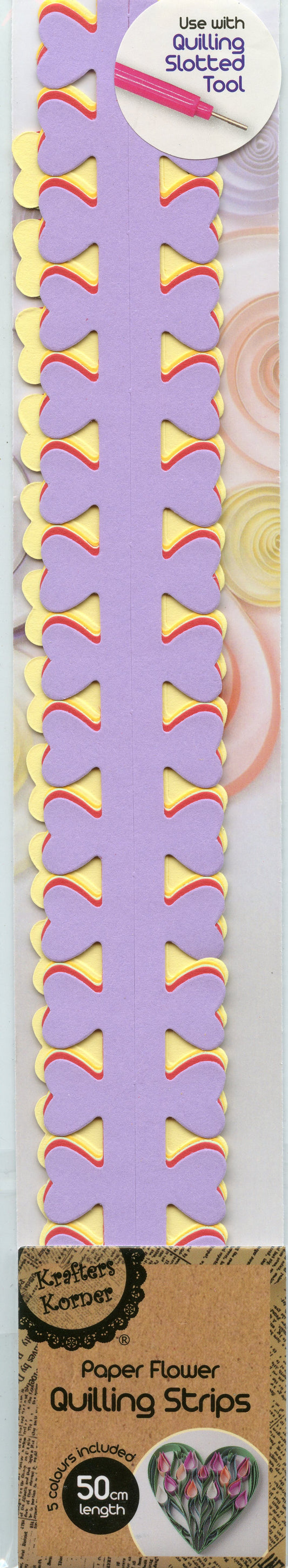 Paper Flower Quilling Strips #4 - 5 Colours - 50cm length