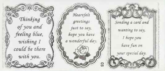 Happy Birthday #3 Panel Stickers - Transparent/ Silver - 3pcs