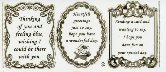 Happy Birthday #4 Panel Stickers - Transparent/ Gold - 3pcs