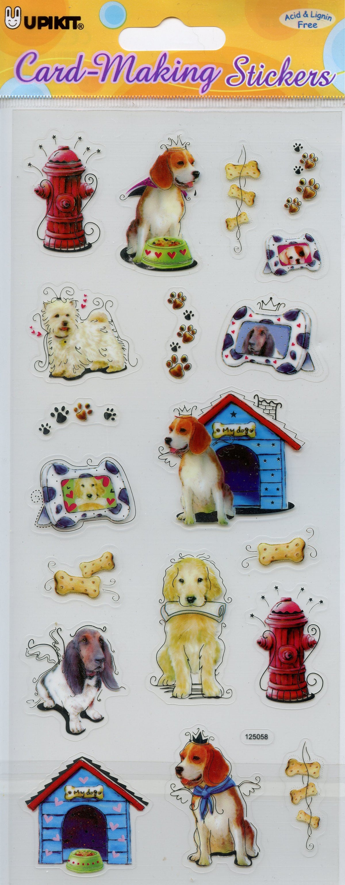 Puppy Theme - Transparent Stickers  - Craft Stickers 19 pk