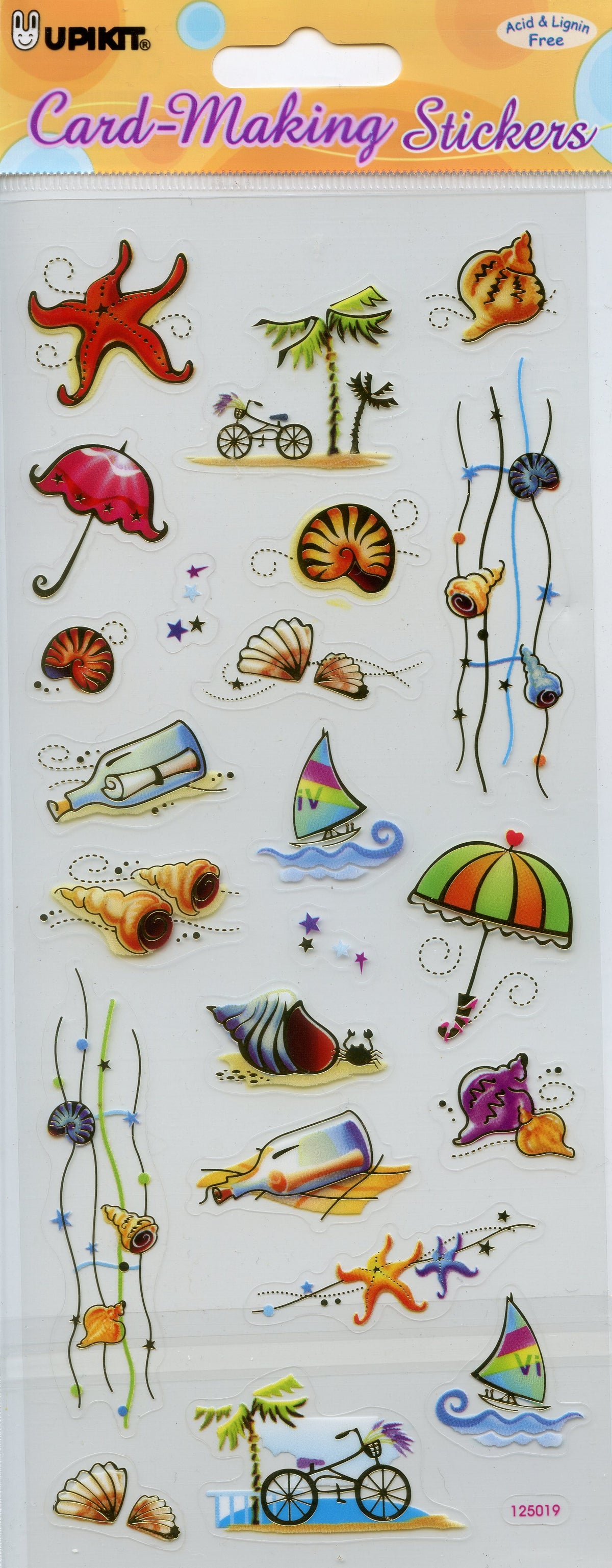 Sea Side Theme - Transparent Stickers  - Craft Stickers 22 pk
