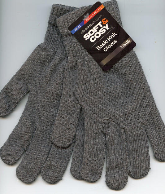 Soft and Cosy Mens Basic Knit Gloves - Grey