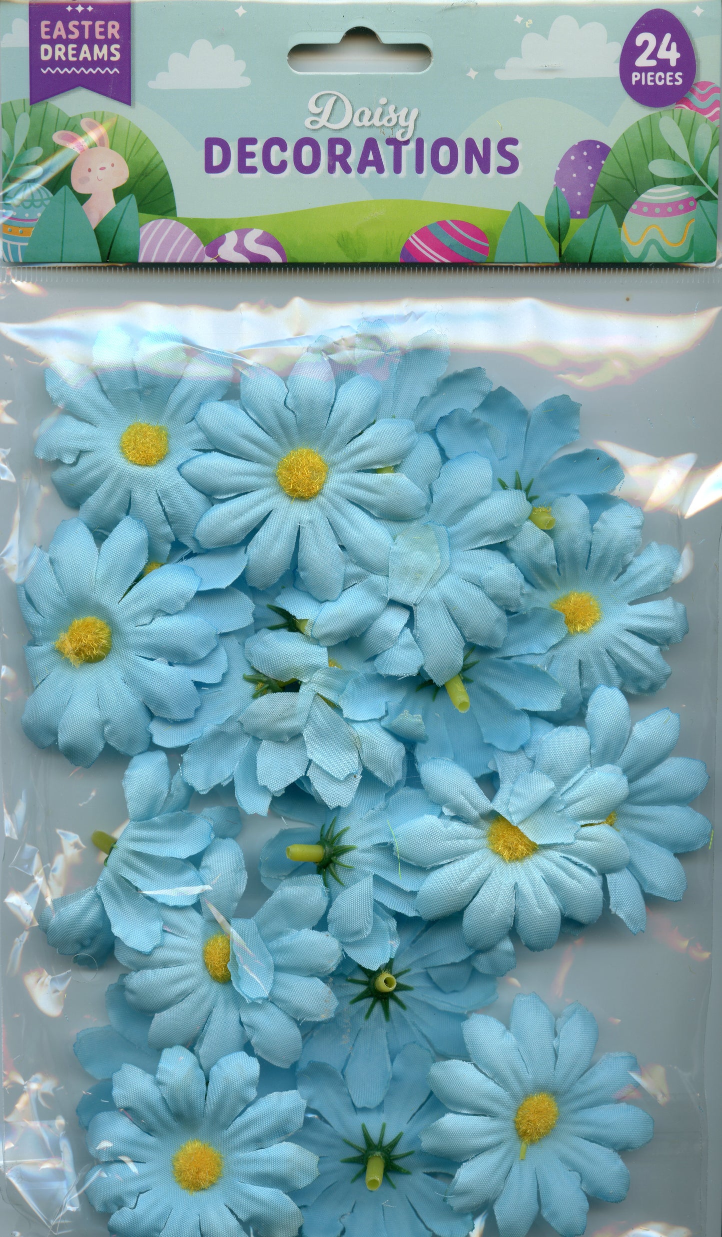 Easter Dreams - Daisy Decorations - Blue - 50mm - 24pcs