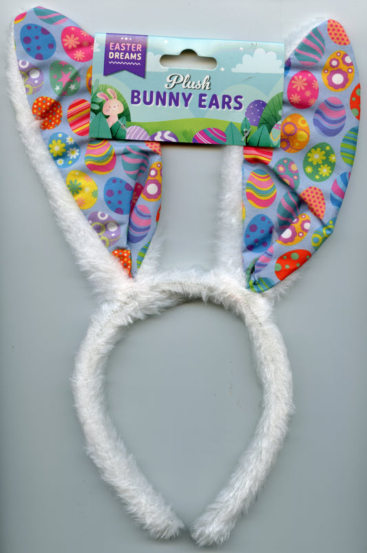 Plush Bunny Ears Headband - Egg Print