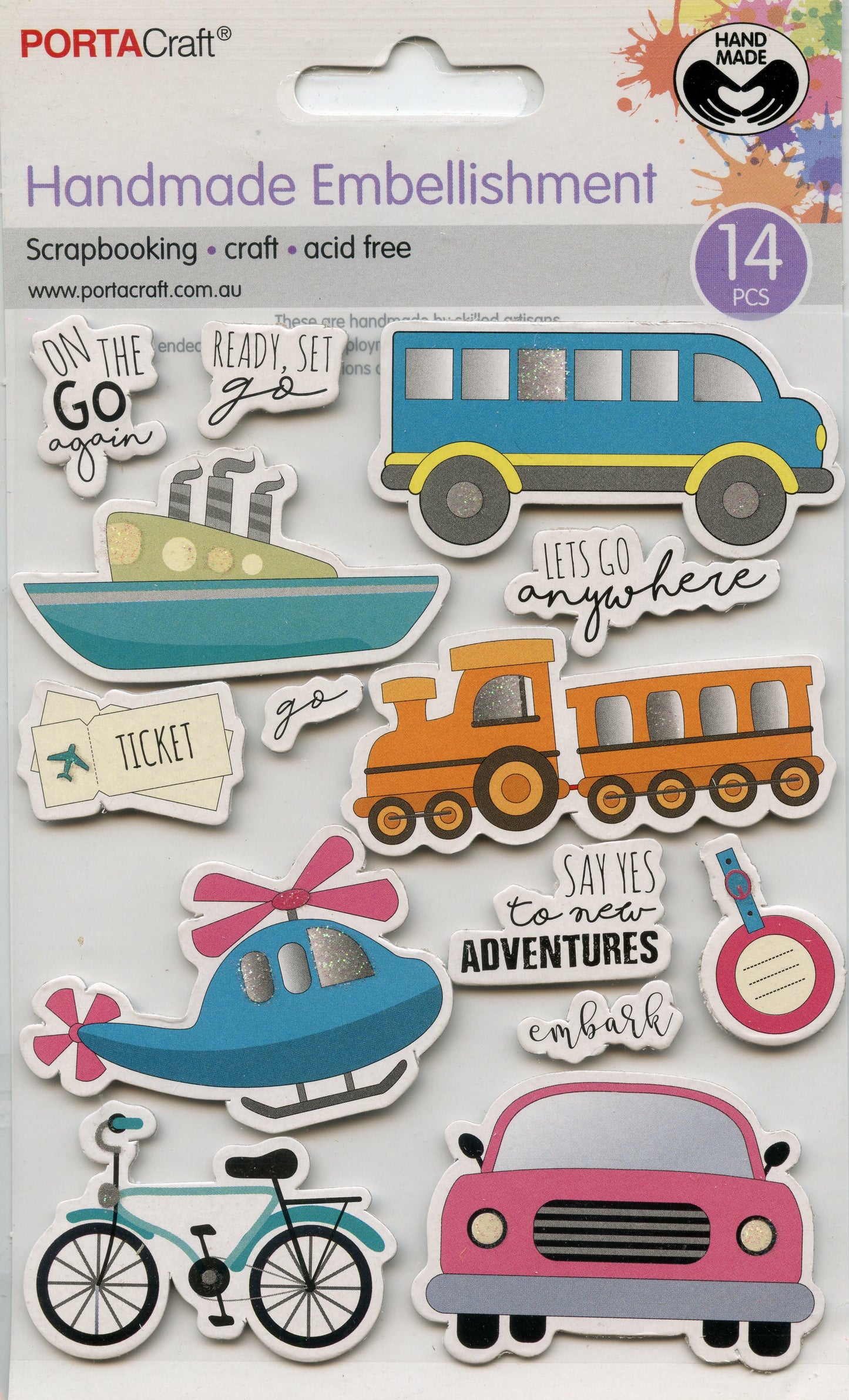 Handmade Embellishments Adhesive - Travel Adventures Glitter