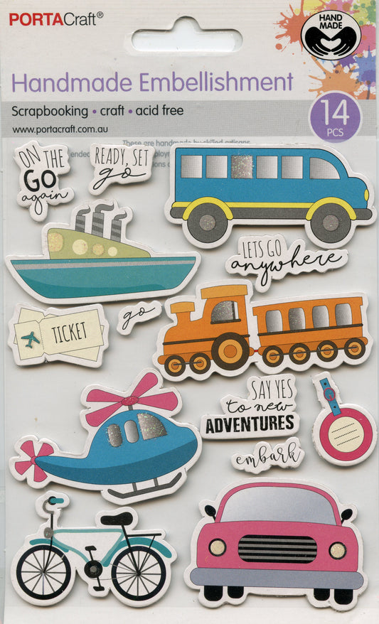 Handmade Embellishments Adhesive - Travel Adventures Glitter