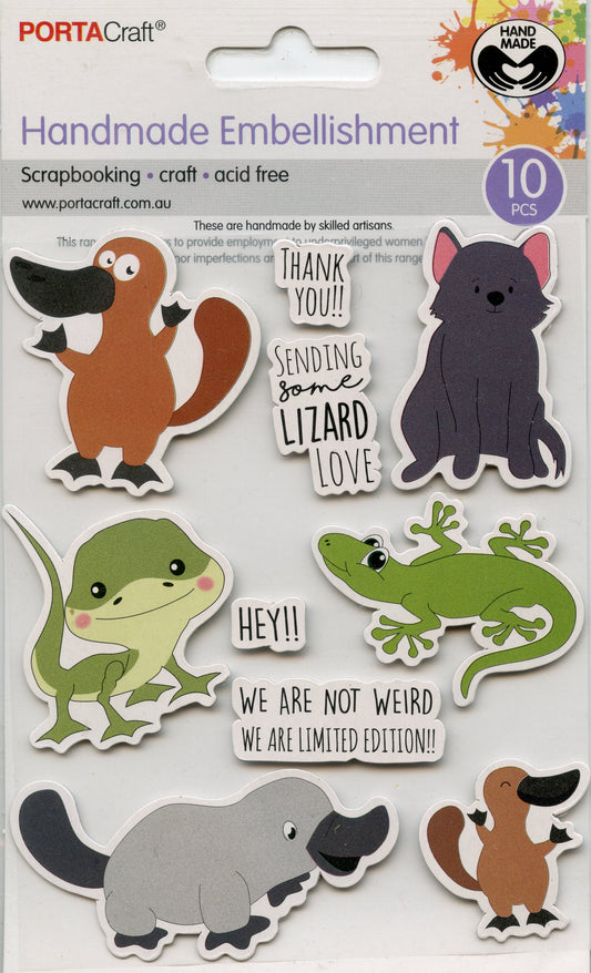 Handmade Embellishments - Adhesive - Aussie Thank You