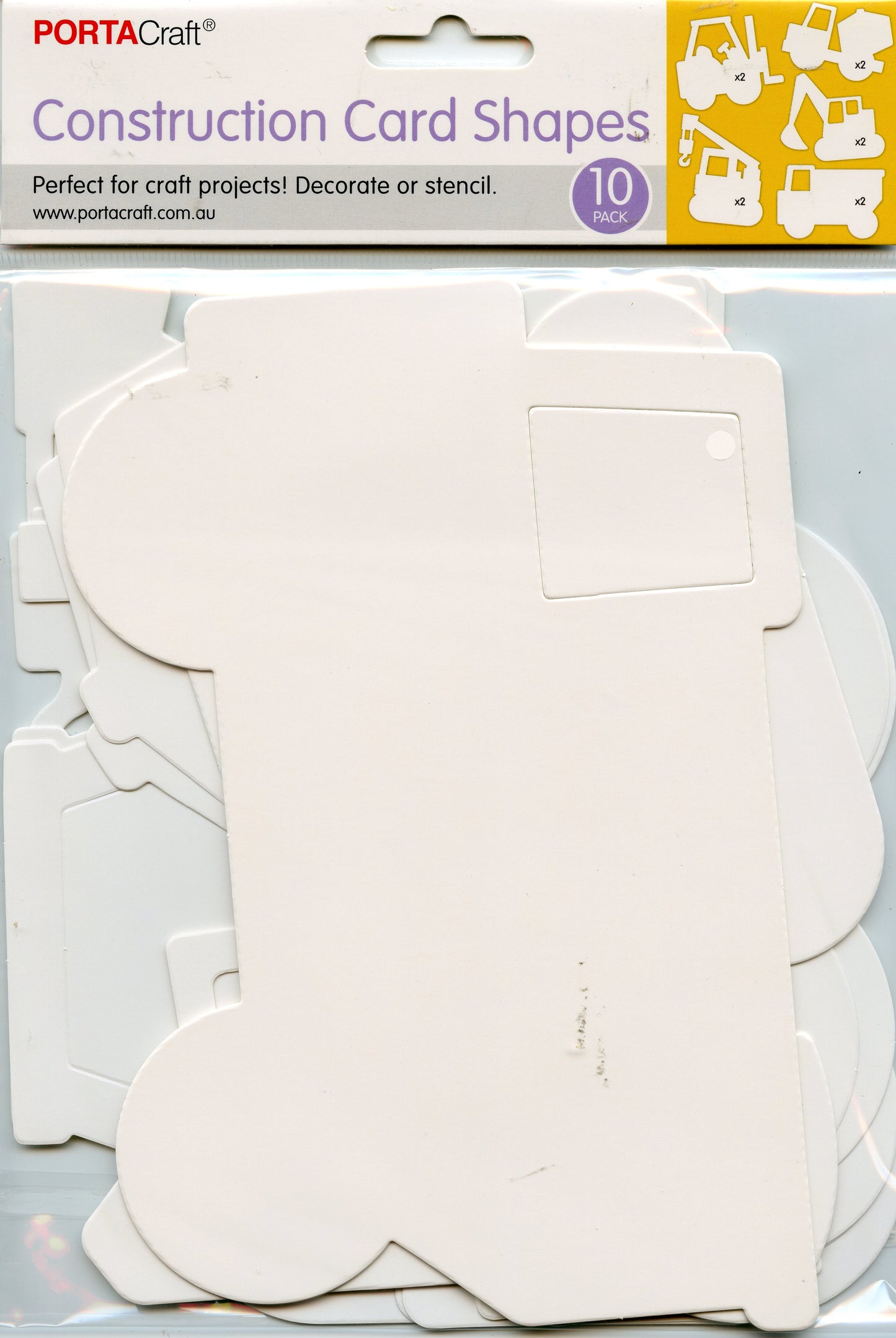 Construction Card Shapes - 5 Designs - 10 pack