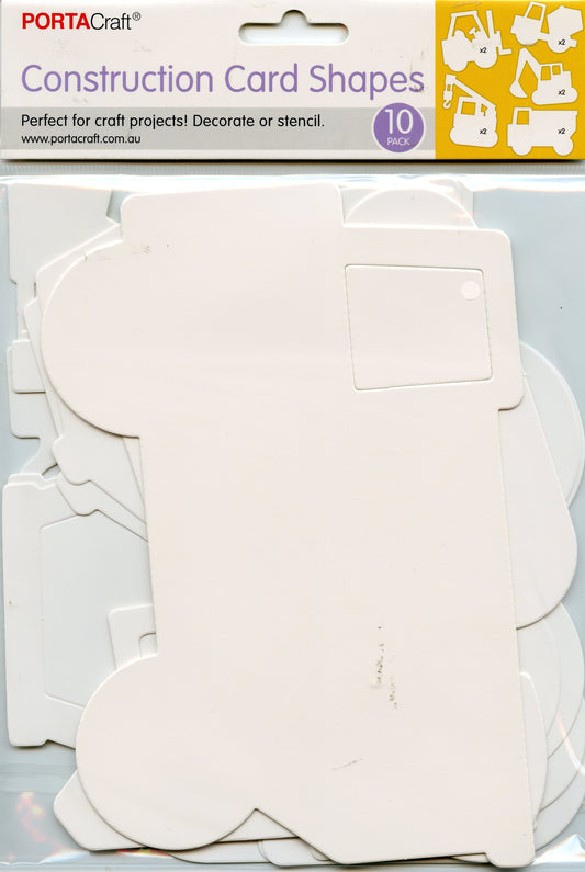 Construction Card Shapes - 5 Designs - 10 pack