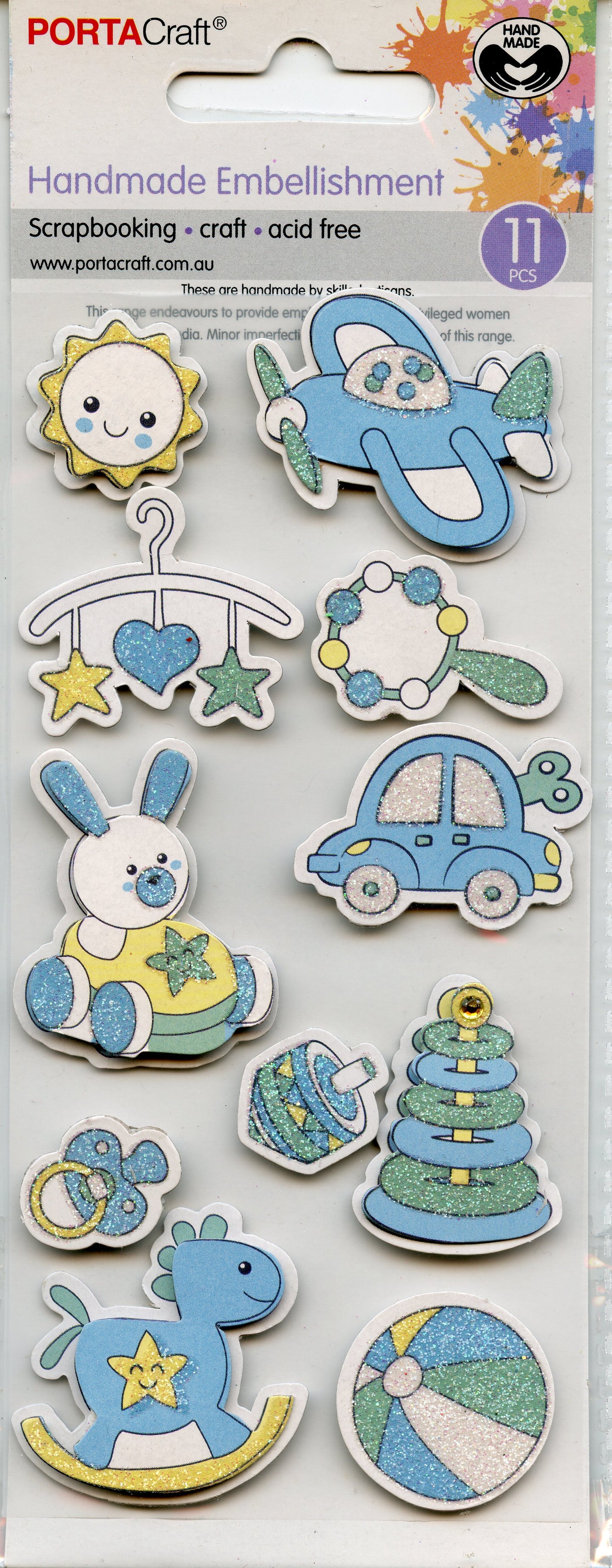 Porta Craft - Baby Toy Collection - Blue Embellishments - 11pc